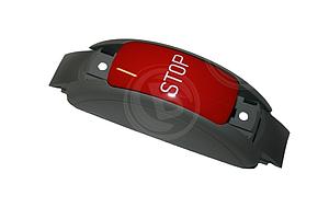 Haltewunschtaster basaltgrau Knopf rot mit Blindenschrift