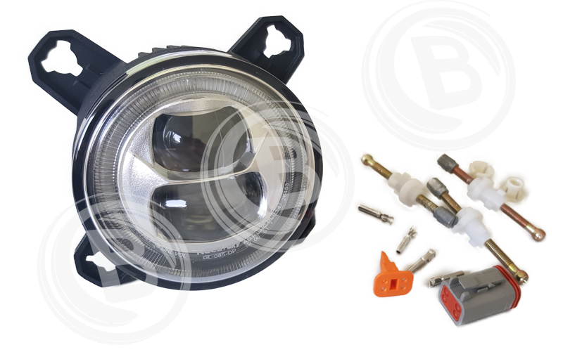 90 mm LED-Abblendscheinwerfer, G3,ECE & SAE, mit Tagfahr- und Positionsleuchte 