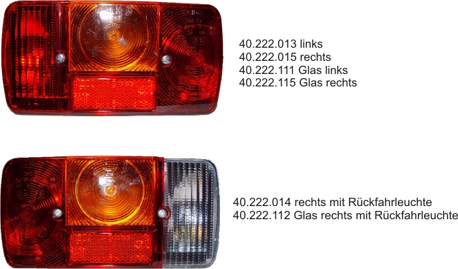 Schlussleuchte Links Mit Gummitülle Ersatzglas 190 X 97 Mm