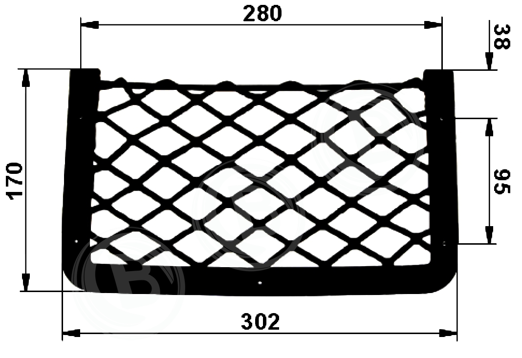 Gepäcknetz Schwarz 302X170Mm